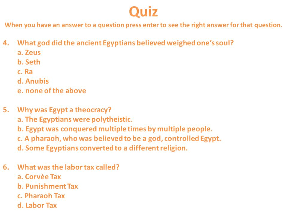 Egypt questions